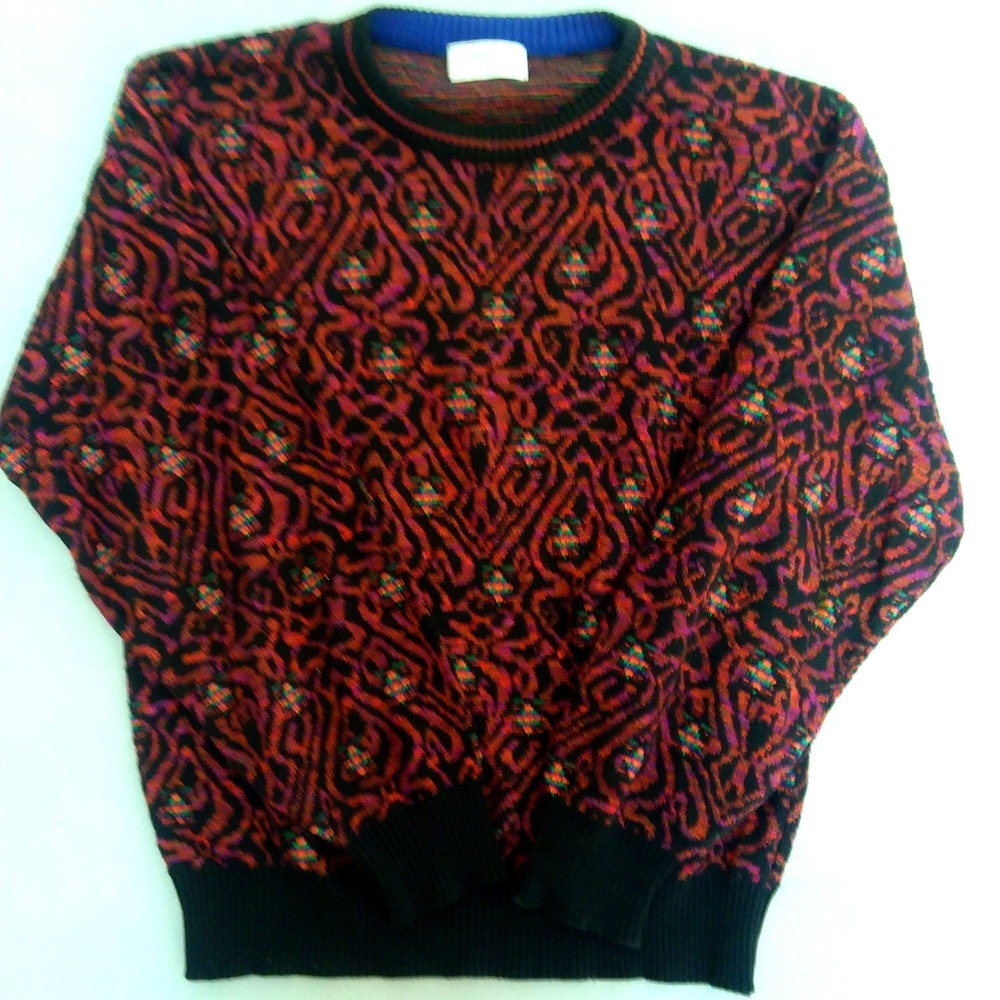 Vintage Tricots St Raphael Sweater Men's‎ Sz M Geometric Pattern Crew Neck USA